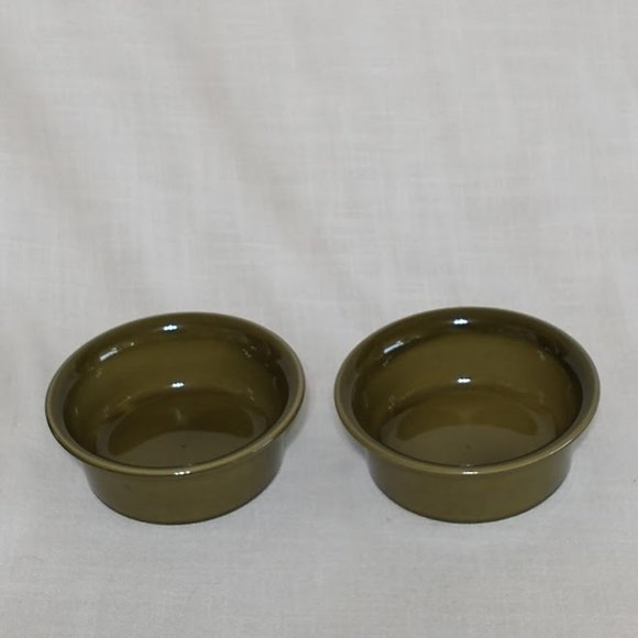 Vintage SOUP / CEREAL BOWLS - Sears “Octagon Green” Ironstone set of 2 - Picture 2 of 4